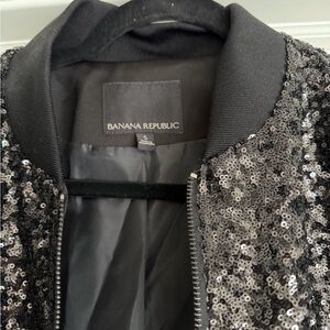 Banana Republic Glittering Black Bomber Jacket